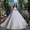 Julia Kui New Arrival Full Sleeves Ball Gown Wedding Dresses Beading Pearls Appliques Lace Sweetheart Bridal Skits 1