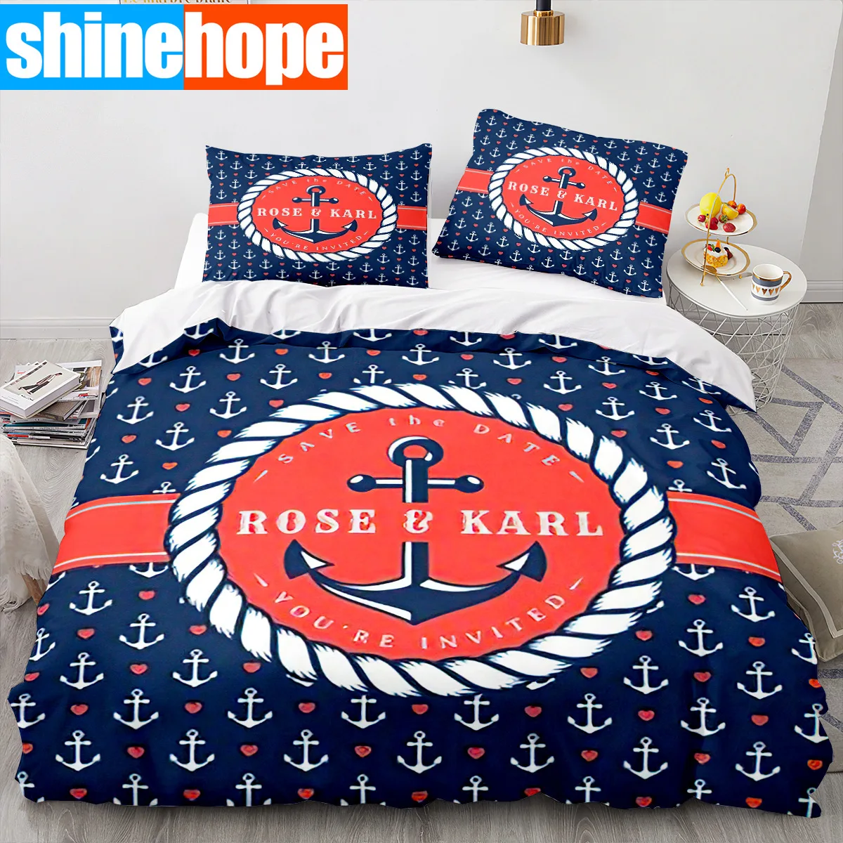 

Marine Anchor Bedding Set Ocean Sea 3d Duvet Cover Sets Comforter Bed Linen Twin Queen King Single Size Blue Ship Vessel Kids