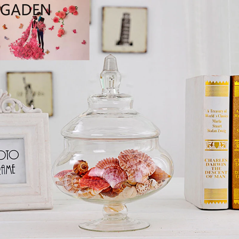 European-style Transparent Glass Candy Jar Household Glass Cover Storage Jar Home Decoration Accessories Desktop Ornaments 5