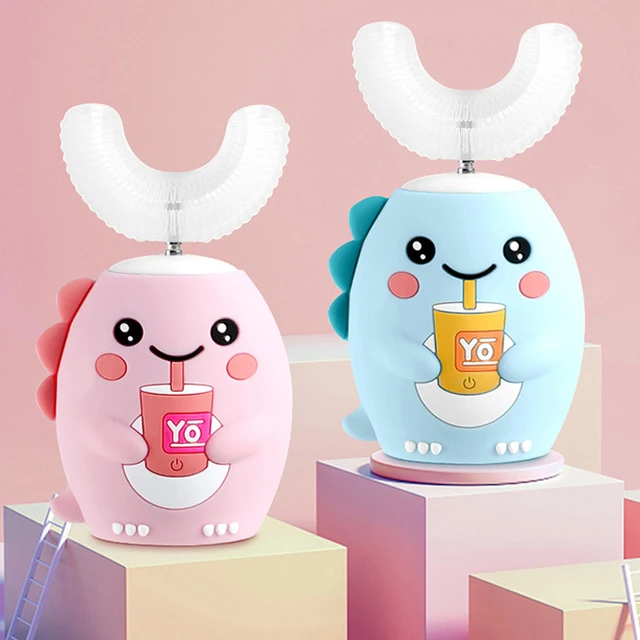 360° Sonic Electric Toothbrush U Shape Rechargeable for Kids Children Automatic Silicone Tooth Brush Smart Timer Blue Light IPX7 2