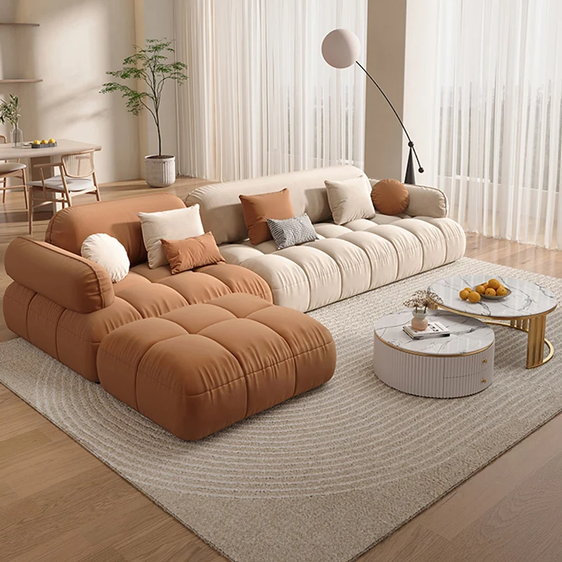 Divani economici nordici soggiorno Pouf europeo Lounge divano semplice  ergonomico semplice reclinabile grande salone di Canape mobili per la casa