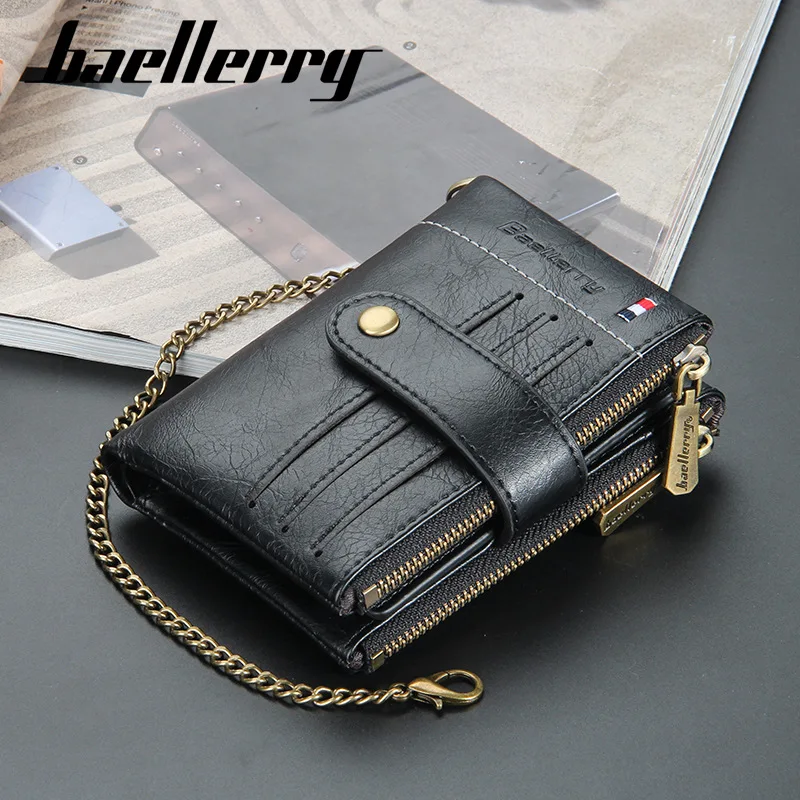 

Classics Men RFID Leather Wallet Pocket Double Zipper Moneybag Multi-Function ID Bank Card Holder Coin Purse Male Business Gift
