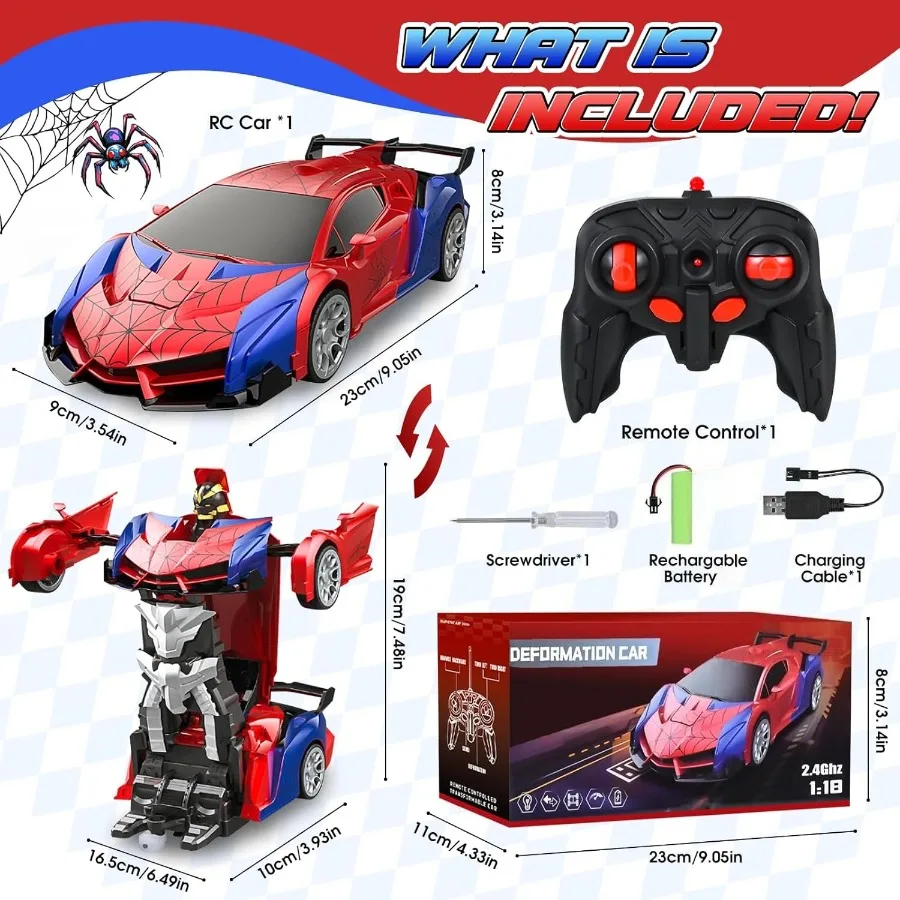 Voiture RC Spider déformable 2,4 GHz – Robot avec cascades et LED