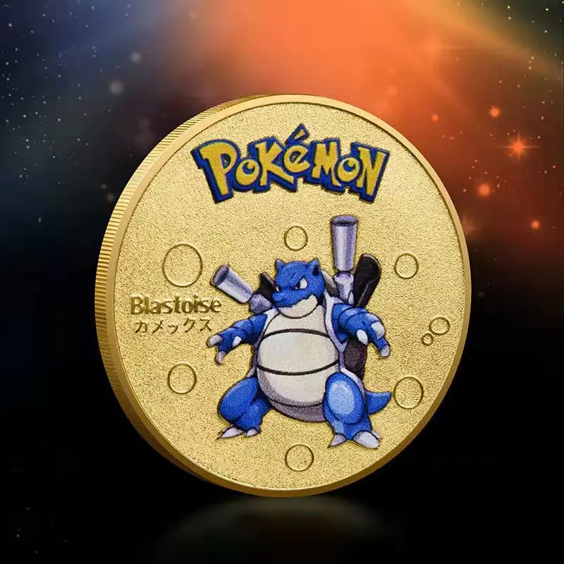 Pokemon Cards Animation Game Cards Anime Cards Anime Trading Cards Collectible Cards Pokemon Toys Gold Pokemon Coins Metal Mewtwo Coins Anime Commemorative Coin Charizard Pikachu Golden Pokemon Cards Round Metal Coin Toys