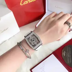 Luxury Women Watch Fashion Top Brand Chronograph Lady Quartz Diamond Tonneau Watches Rotate Clock Montre Femme Relogio Feminino