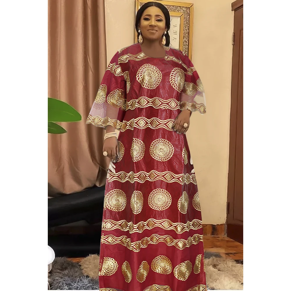 

H&D African Dresses For Women Dresses For Women Ankara Bazin Lace Dress Elegant Hijab Abayas Robes Nigeria wedding Ramadan