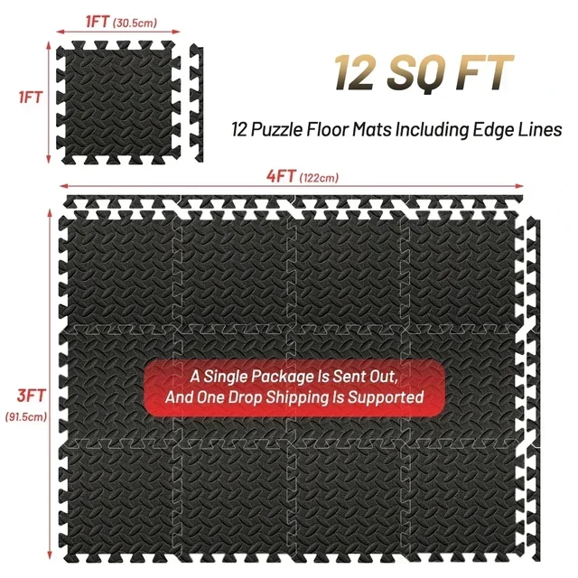 4~20Pcs Puzzle Fitness Mat, Eva Interlocking Foam Floor Tiles for Home Gym, Home Gym Equipment Mat, Non-Slip Floor Mat for Kids 6