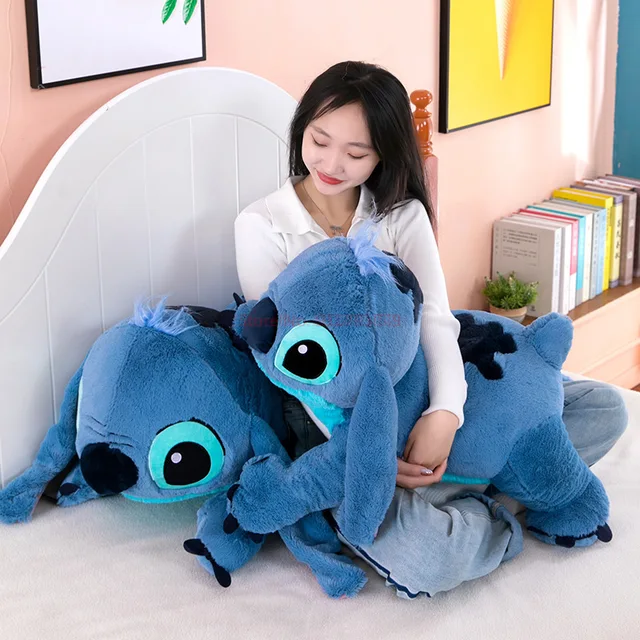 40/55/75cm Stitch Doll Disney Plush Toys Lilo&Stitch Plush Stuffed Doll  Soft Pillow Prone Posture Dark/Light Blue Cute Kids Gift