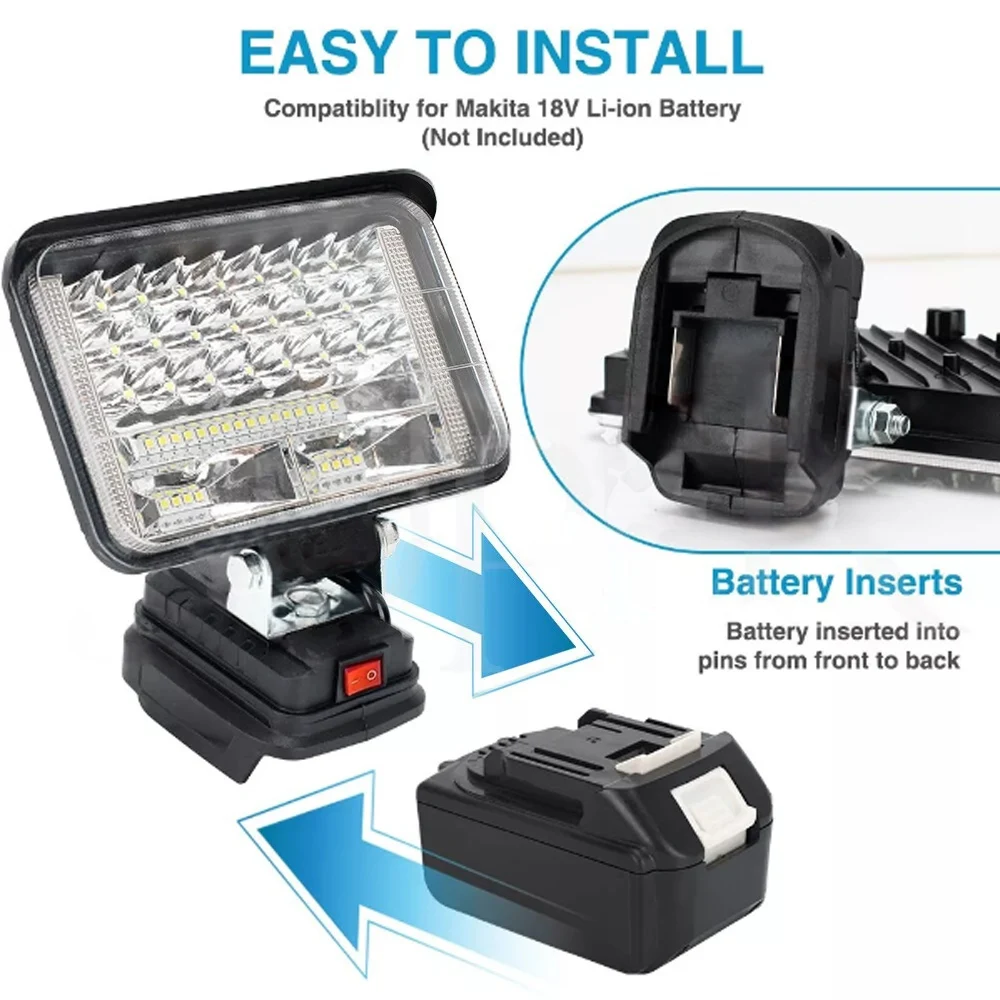 LED Work Light Flashlight Electric Torch Spotlight for Makita 18V Li-ion Battery - 2