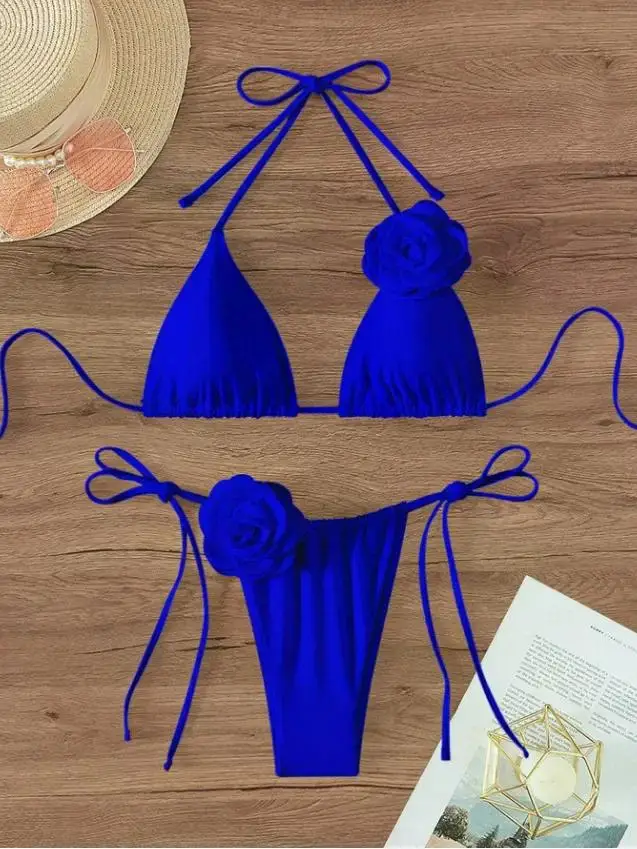 Sexy Bikini with 3D Flowers - Side view