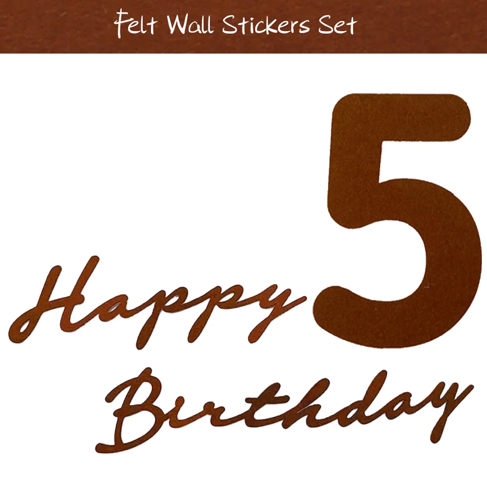 Ins Style Kaffeefarbe 0-9 Zahlen Filz Wandaufkleber Alles Gute zum Geburtstag Hut Flagbanner Ballon Babyparty Kindergeburtstag Party Dekor – Detail 14