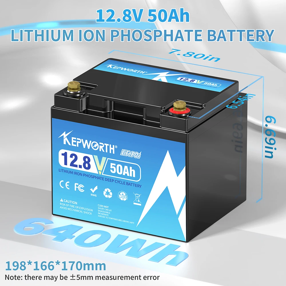 12.8V 50Ah LiFePO4 Battery power tool batteries rechargeable batteries 640Wh, Over 6000+ Cycles Widely Used in Electric Motors, Electric Scooters