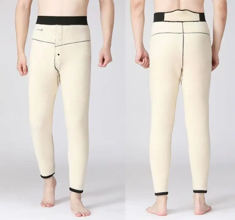 -30° Winter Thicken Keep Warm Long Wool Sheepskin Pants One Piece of Fur Men's and Women's High Waist Wool Liner Pants 6
