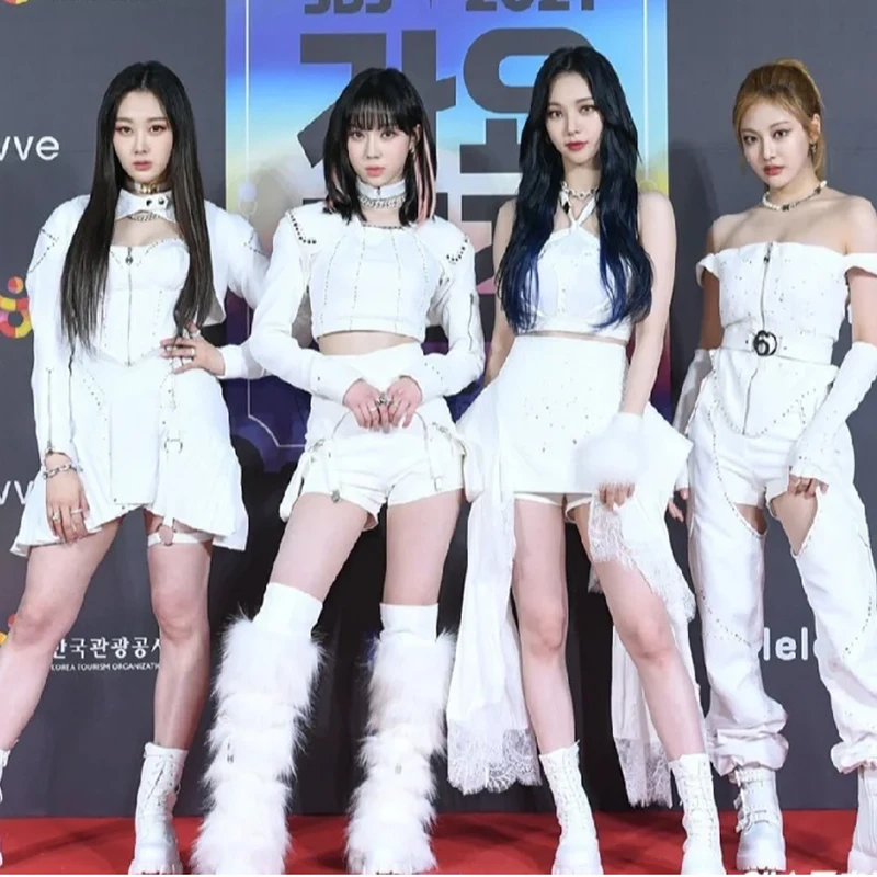 

Aespa K-pop Concert Outfits Women Kpop Idol Clothes Stage Costume Tops Skirt Music Festival Clothing Female