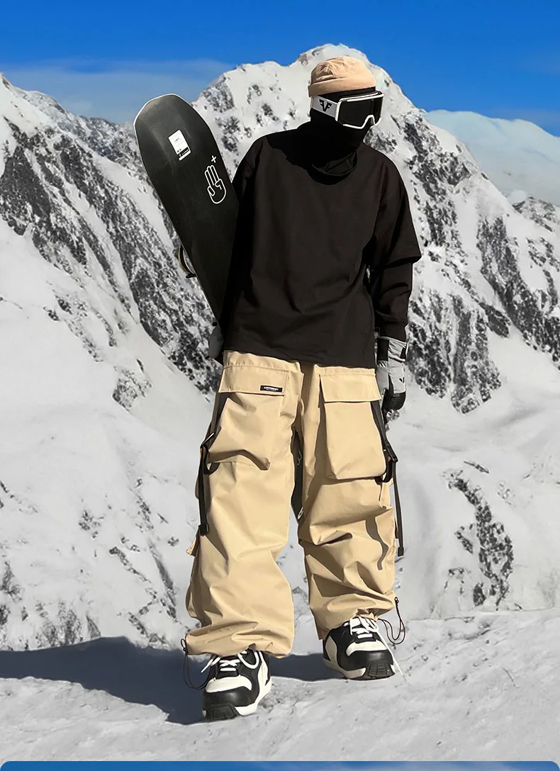 Men and Women's Oversized Ski Pants Waterproof Breathable Thermal Fleece Lining Snowboard Winter Overalls  Pants 4