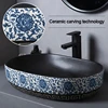 Ceramic Table Sink With Fancy Pattern Porcelain Vessel Sink Bathroom Balcony Wash Basin  Lavatory Vanity Sink Countertop Basin 3