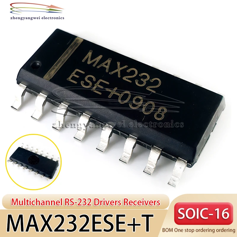 10 Stück MAX232ESE+T SOIC-16 Code MAX232 MAX232ESE Kommunikationsschnittstellen-Chip 5V Stromversorgung Mehrkanaliger RS-232-Treiber Empfänger