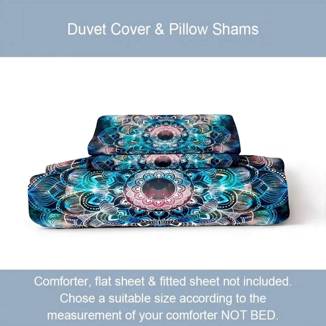 3pcs Blue Bohemian Style 3D Printed Bedding Set Comfortable Duvet Cover King Queen Twin Size Birthday Gift Bedroom Decoration