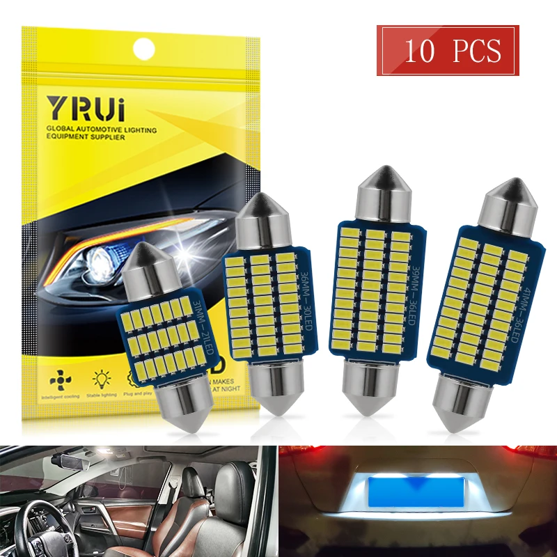 

YiRui High Quality Super Bright LED Bulb C5W C10W Car License Plate Light Auto Interior Reading Dome Lamp White12V