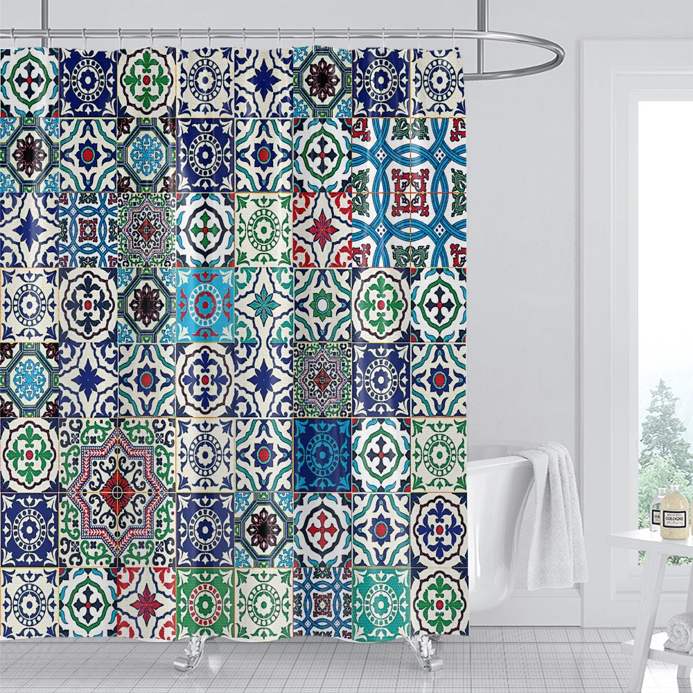Bohemian style Shower Curtains Mandala Boho Flowers and Plants Printing Bathroom Curtains Waterproof Polyester Bath Curtain