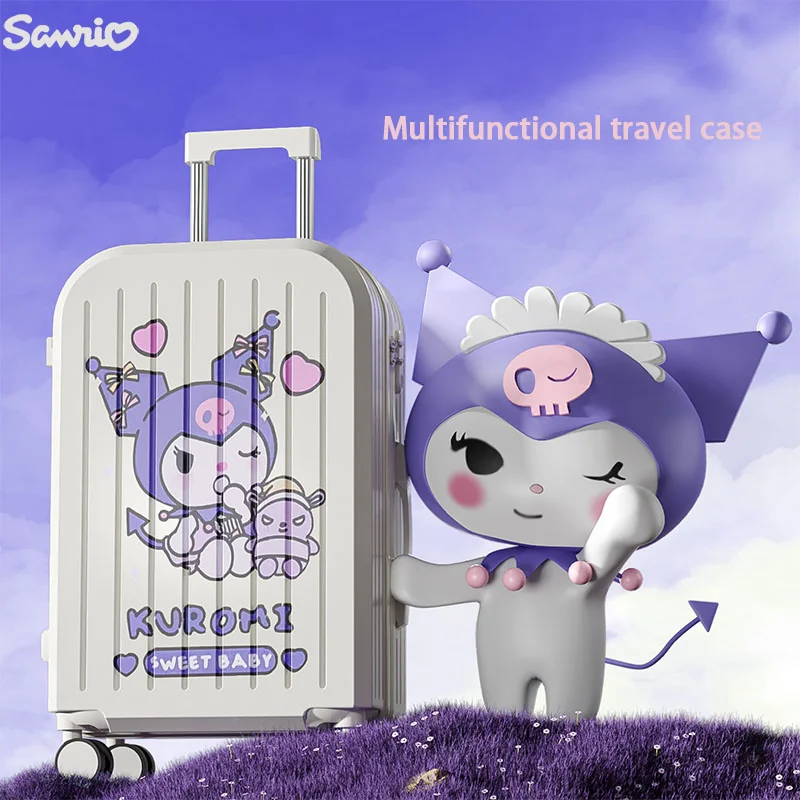

Sanrio Kuromi Luggage 20 22 24 26 28 Inch High Capacity Cartoon Women Travel Trolley Case Kawaii Durable Spinner Quiet Luggage