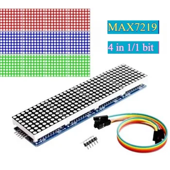 Display a LED 4 in 1 MAX7219 Modulo a matrice di punti 8*8 Catodo comune 5V con cavi DuPont Cavo rosso/verde per progetti elettronici fai da te