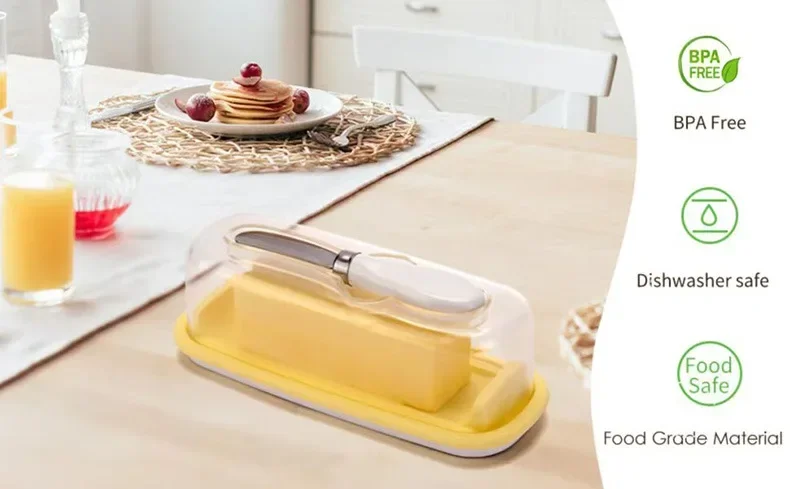 Description Picture 6 of itemKitchen Supplies Fresh Solid Cheese Container Butter Dish With Lid And Knife solid cheese storage fresh keeping Butter Box