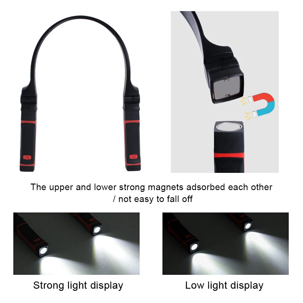 LED 목걸이형 라이트 - USB 충전 강력한 조명 상하에 강력한 자석이 서로 흡착됨