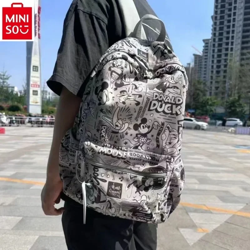 

MINISO Disney Princess Large Capacity Student Cartoon Mickey Print Casual Color Contrast Women's Fashion Backpack