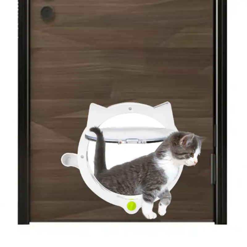 new Small Round for Cat Door with 4-way Lock Pet Plastic Window Lockable Safe Dog