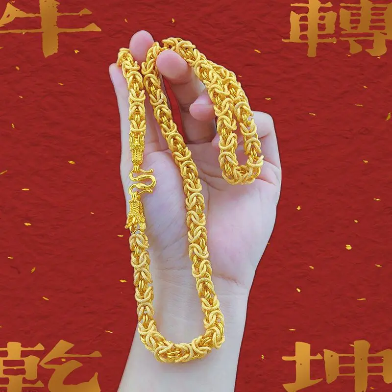 Copy100Pure18KGoldRealGoldNecklaceGoldNecklaceDomineering