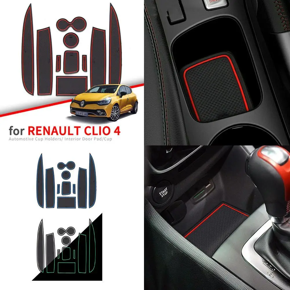 

for Renault Clio 4 Anti-Slip Gate Slot Cup Mat Door Groove Non-slip Pad Interior Car-styling Accessories Coaster Mats