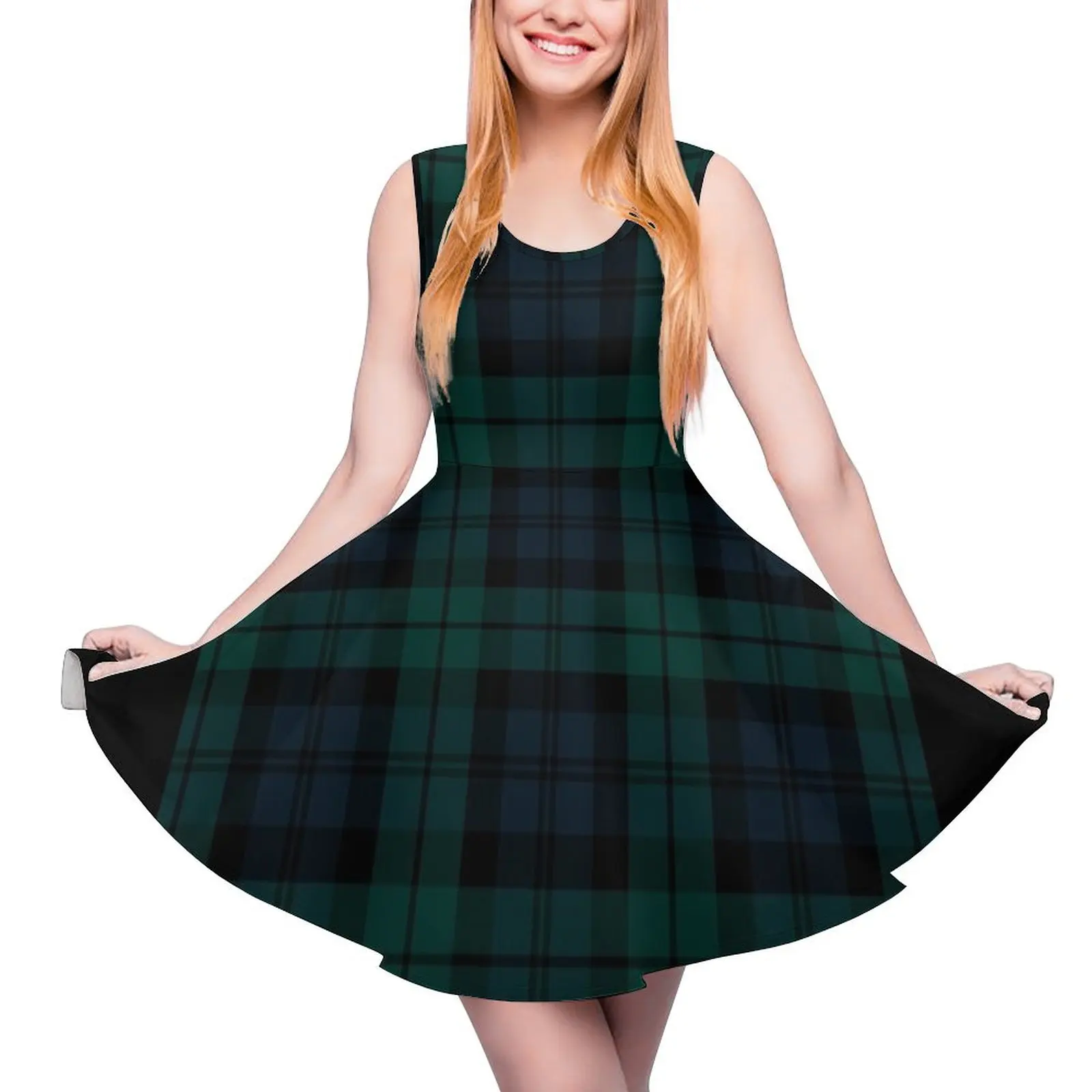 Black Watch Tartan Plaid pattern Sleeveless Dress dress dresses Cocktail of dresses