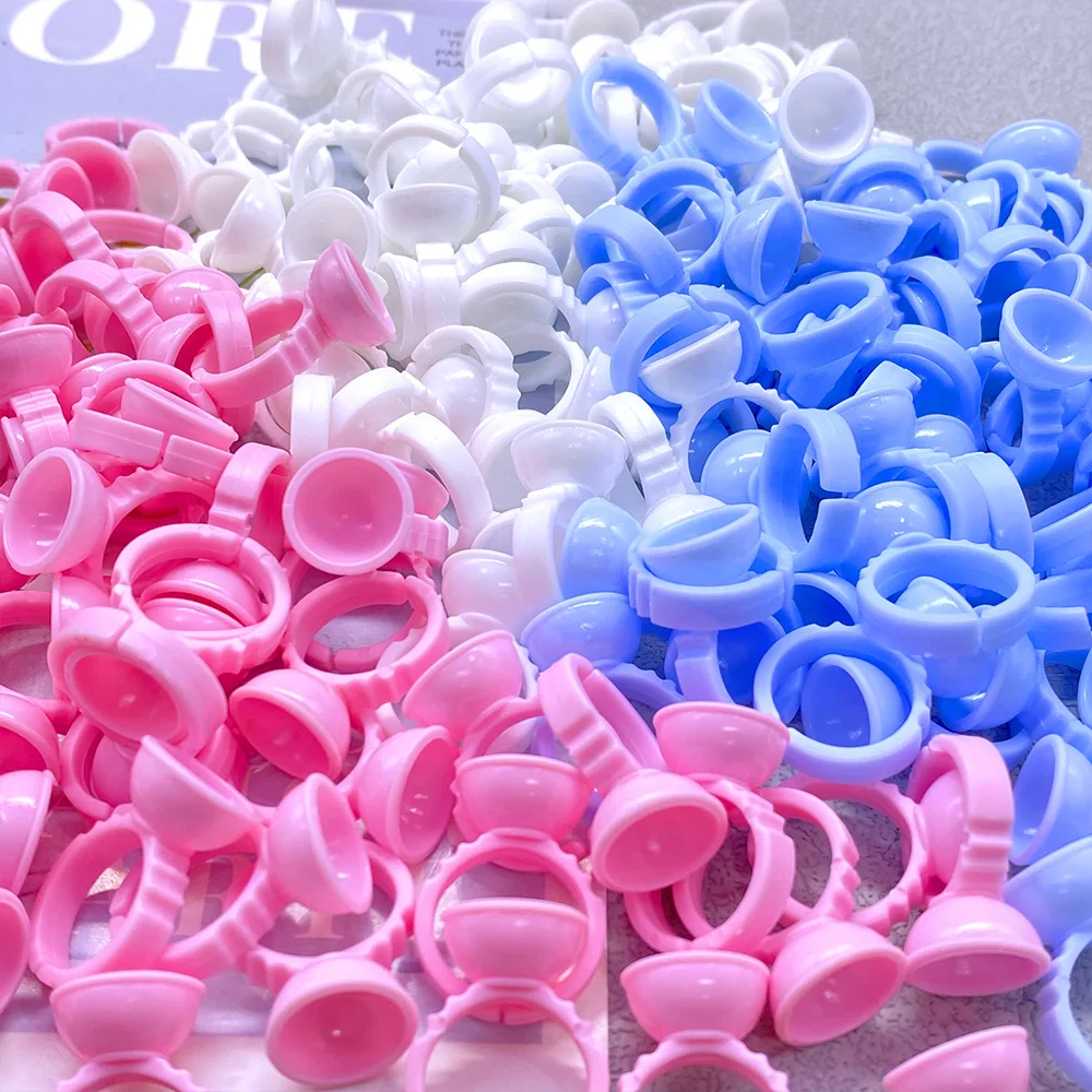 100Pcs Eyelash Glue Fan Cup Rings Wholesale Glue Holder Container Tattoo Pigment Eyelash Extension Tools Lash Supplies