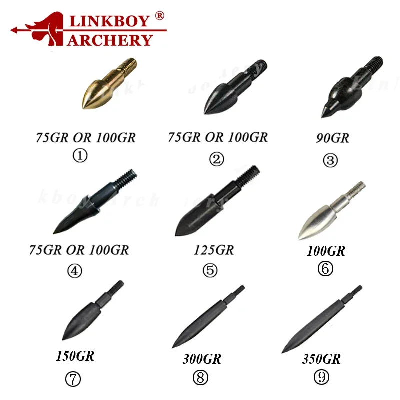 Archery Arrowhead 12PCS 8-32 Arrow Points Tips 75 80 90 100 125 150 300 350 Grain Broadheads Carbon Shaft Hunting Pijlen