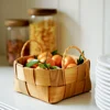 Desktop Storage Basket Fruit Vegetable Basket Bread Basket Hand Woven Bamboo Picnic Basket With Handle Sundries Organizer Decor 3