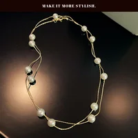 Collier de perles coréen Double couche, personnalisé, à la mode, clavicule pour femmes, collier de perles, Banquet de vacances, bijoux cadeau pour filles 5