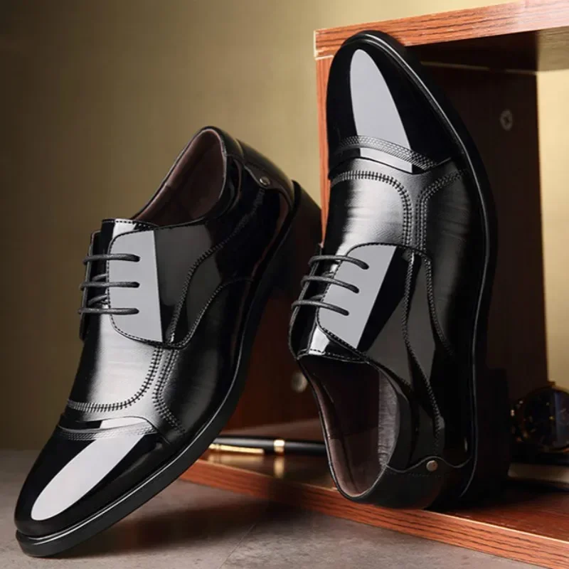 New Leather Shoes Men Lace Up Formal Dress Shoes Luxury Business