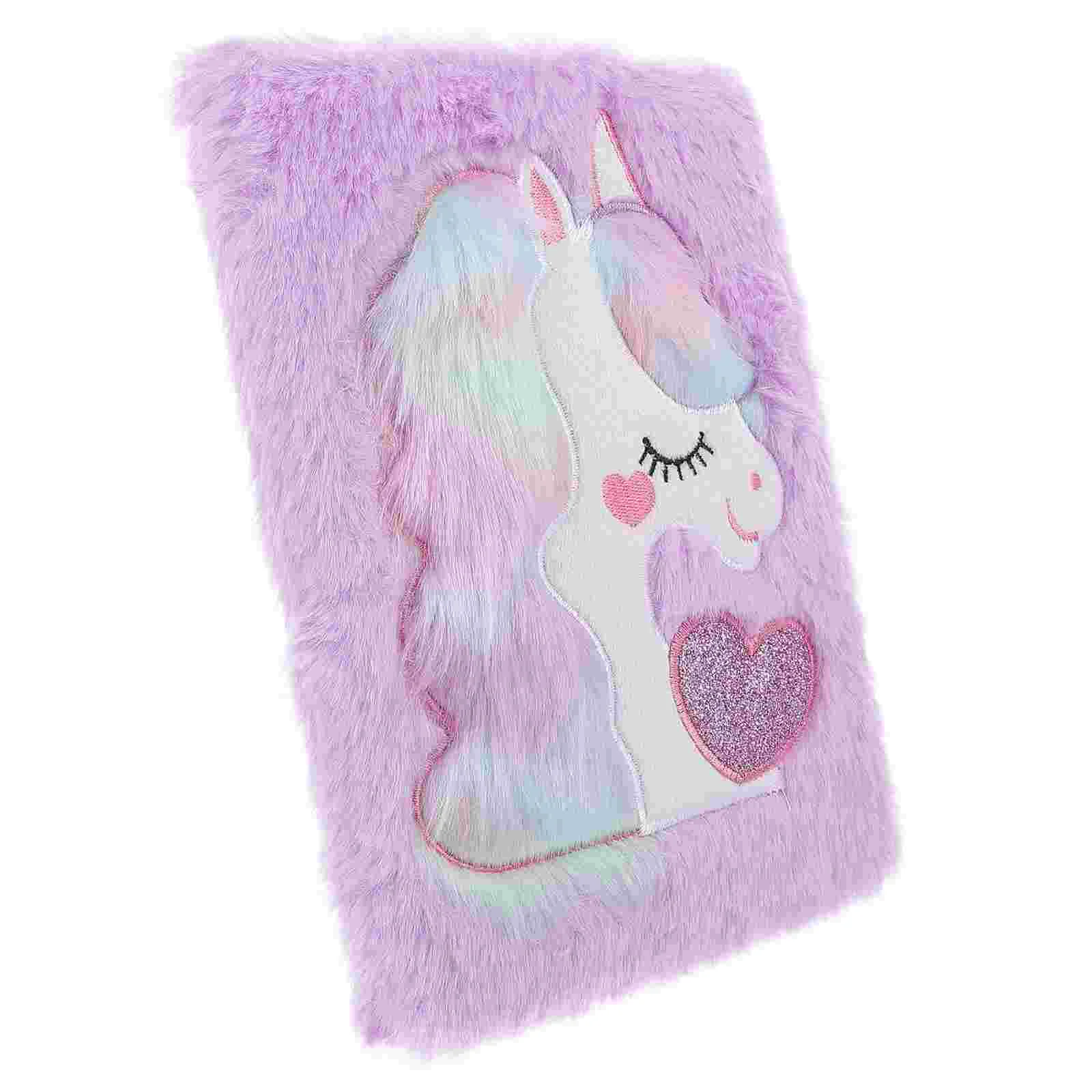 A5 Cartoon Unicorn Plush Notebook for Children Plush Fluffy Notepad Cartoon cute Notebook Unicorn Pattern Diary for Student