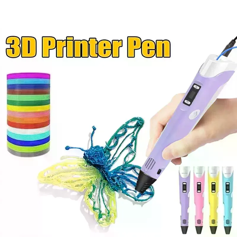 3D 프린팅 펜 디지털 디스플레이 지능형 펜으로 낙서, 그래피티, 예술 작품을 만드는 USB 케이블 포함