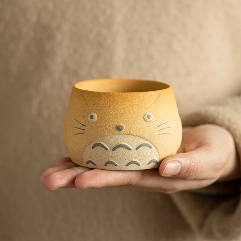 Cartoon hand-painted teacups private tasting cups household rough pottery kung fu tea cups single tea cup