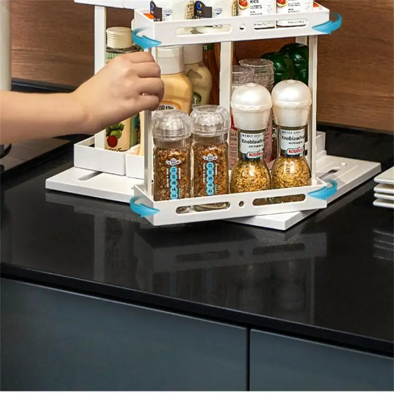 Kitchen Spice Rack Rotating Spice Organizer Slide Cabinet Cupboard Seasoning  Bottle Storage Rack Spice Shelf Kitchen Organizer - AliExpress