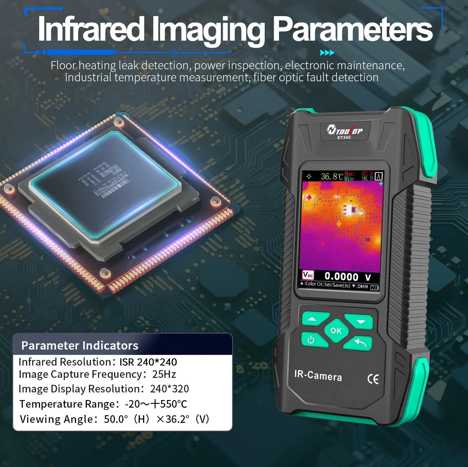 ET34C Infrared Thermal Camera with Macro Lens 3.2 Inch IR Camera -20~550℃ Floor