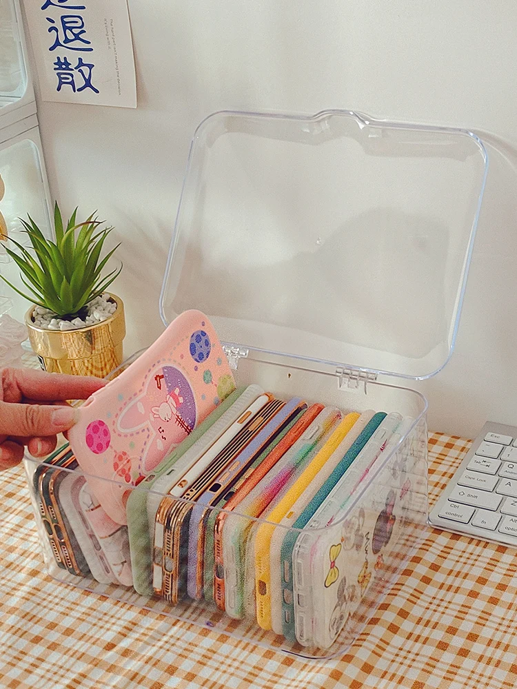 Multi Case Flat Containers With Lids BTSKY Clear Phone Case Organizer Box ...