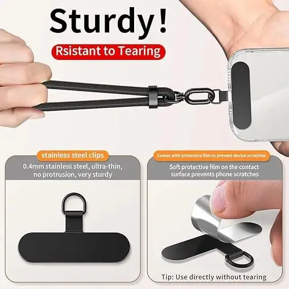 360° Rotatable Adjustable Phone Wrist Strap with Tether Tab and Clip