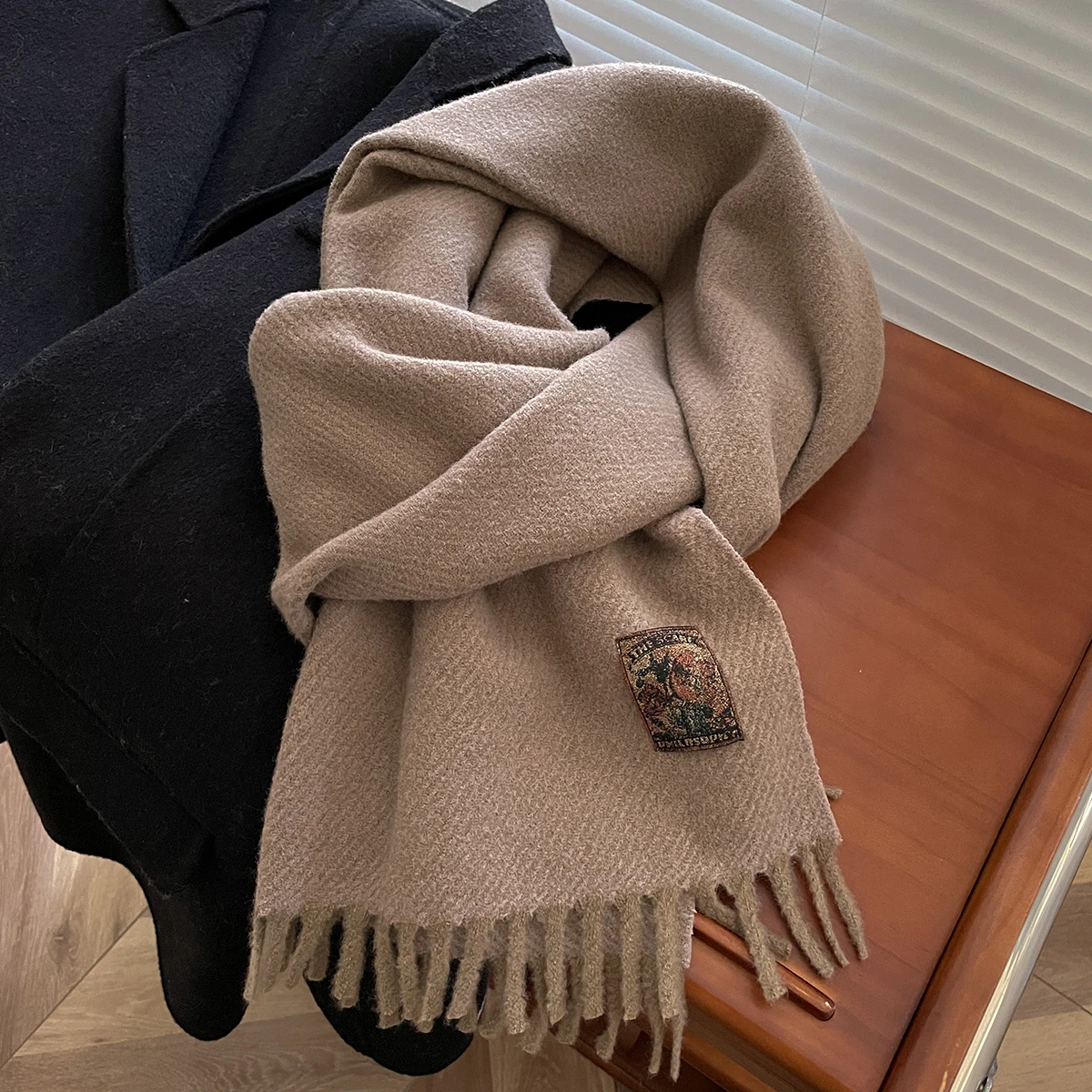 Women Latest Design Fashion Solid Imitation Cashmere Scarves Winter Warm Double Side Shawl Wraps Bufanda Tassel Blanket Scraf