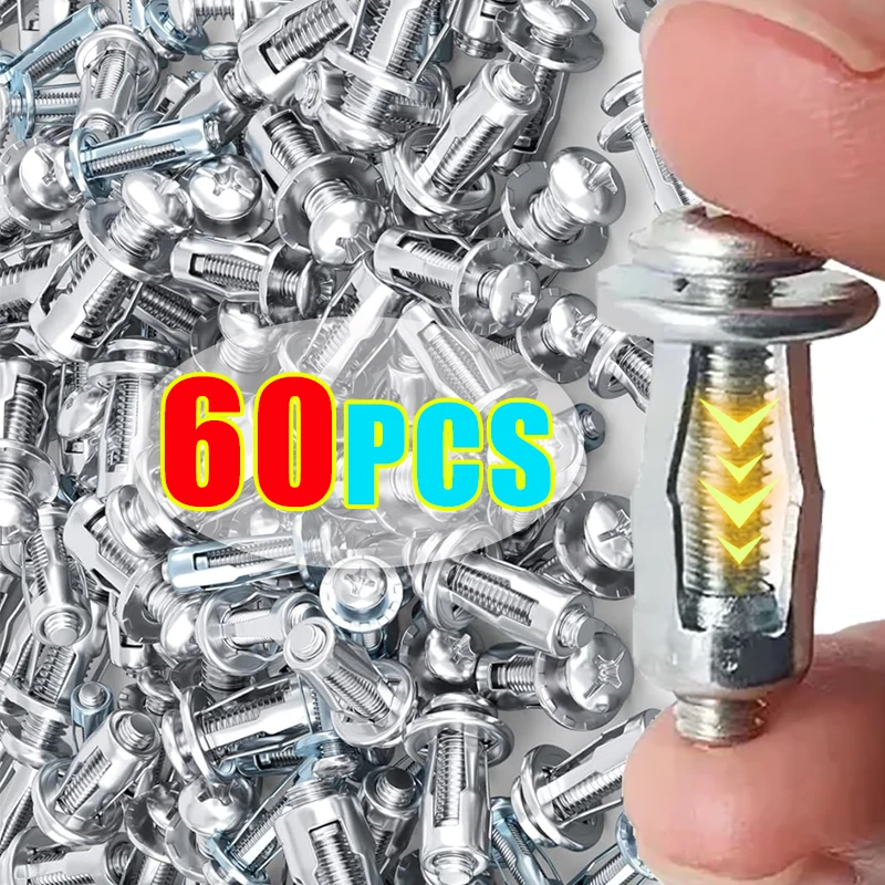 60-4PCS Petal Shape Rivet Nut Screw Bolt Kit Expansion Metal Rivetnut Panel License Plate Clamp Lock Jack Nuts Wall Fasteners