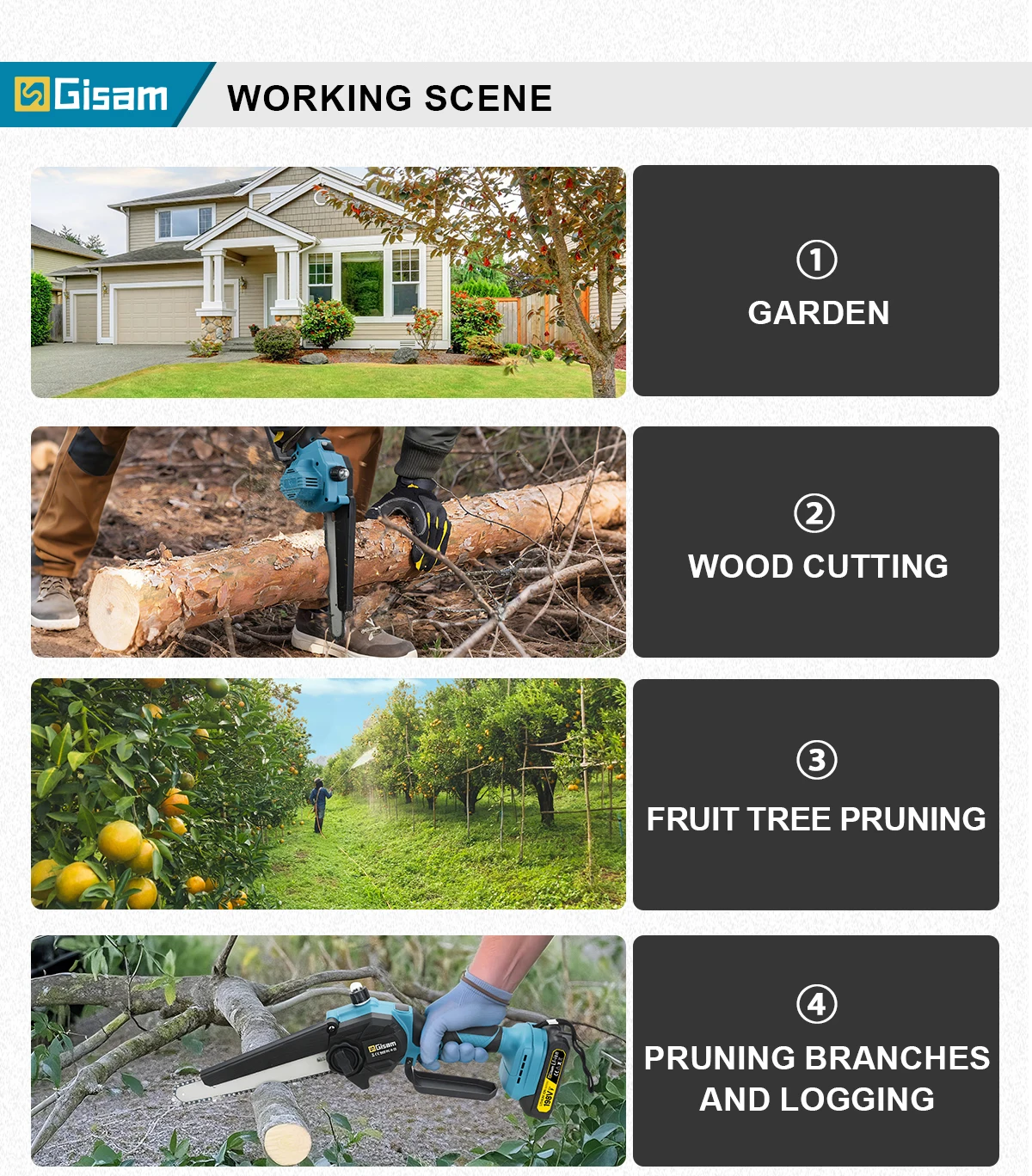 8 Inch Brushless Electric Chainsaw Cordless Portable Electric Saw Woodworking Po