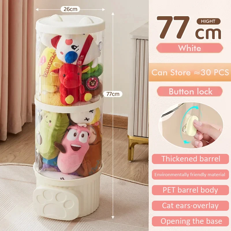 Rangement Peluche Tube S Transparent - Organisateur Jouets Empilable PET/PP - 3 Ou 4 étages Organisation Jouets Enfant