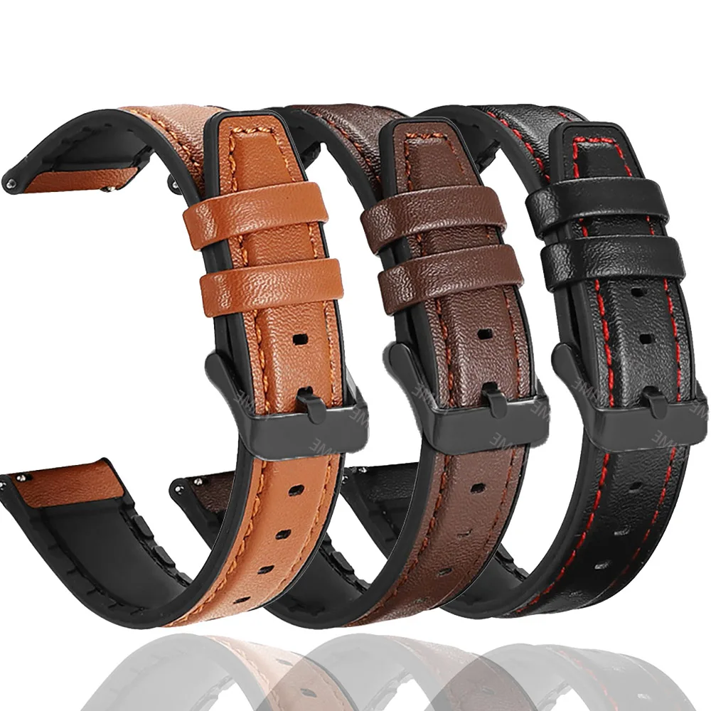 Premium Leather Watch Strap, Universal Fit 20mm/22mm Wristband Bracelet